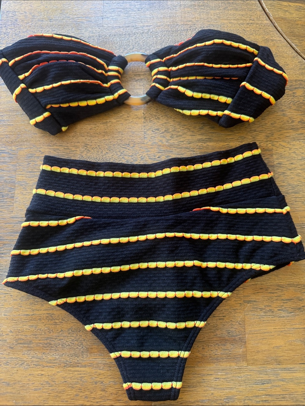 Montce High-Waist Swim Bottoms in Rasta cheeky size small